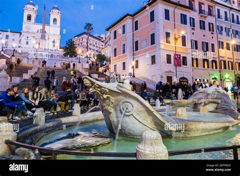 Barge Fountain Fontana Della Barcaccia Baroque Fountain Steps Of The