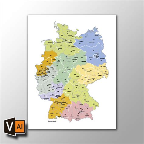 Deutschland Postleitzahlenkarte Plz 2 Vektor 2 Stellig