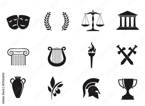 Vecteur Stock Ancient Greek Vector Icon Set Adobe Stock