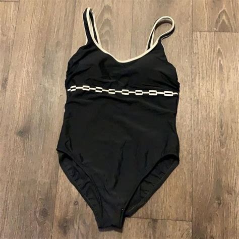 One Piece Black And White Slimming Swimsuit By Depop