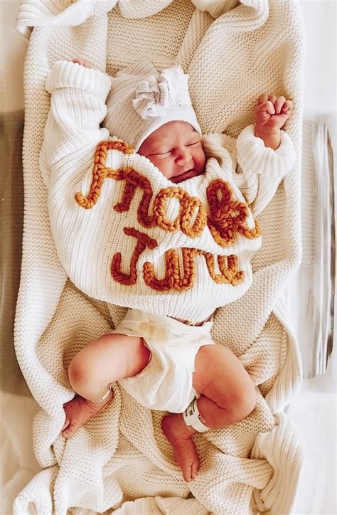 Custom Embroidered Knit Baby Sweater Gender Neutral Baby Clothes Cute