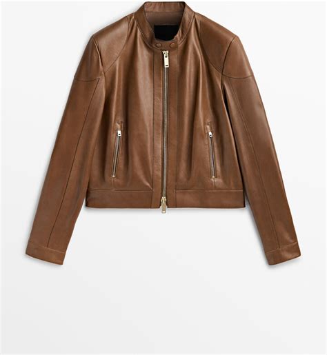 Massimo Dutti Nappa Leather Jacket With Padded Shoulders Shopstyle