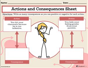 Free Actions Consequences Customizable Worksheets