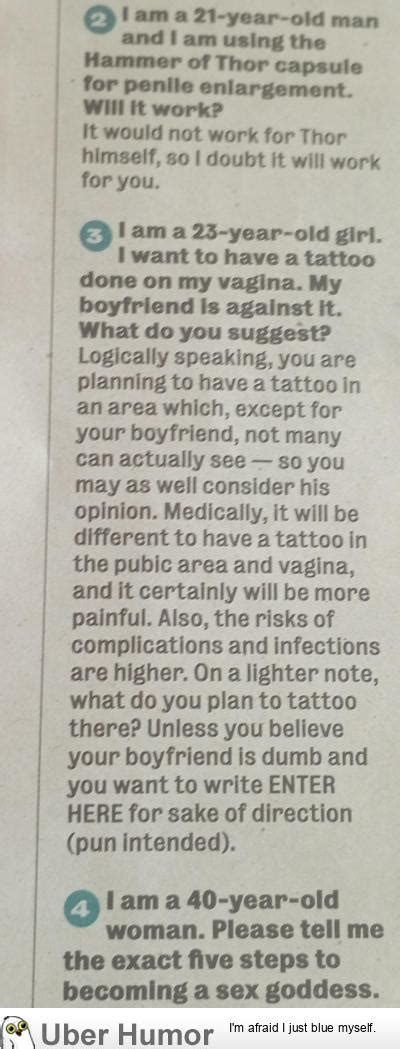 There Is A Column In Our Local Newspaper Where You Ask Questions