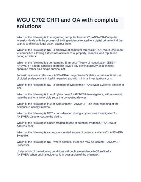 SOLUTION Wgu C702 Chfi And Oa With Complete Solutions Docx 1 Studypool