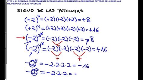 Step N62 Realizar Correctamente Operaciones Con Potencias De Números Enteros Youtube