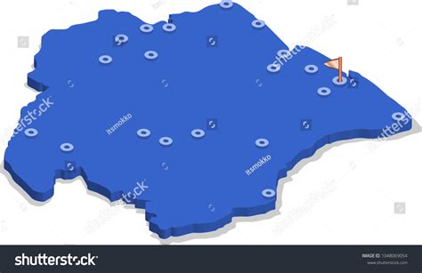 3d Isometric View Map Suriname Blue Stock Vector Royalty Free