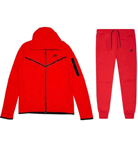 Nike Tech Fleece Full Zip Hoodie And Joggers Set University Red Fw21 Gb