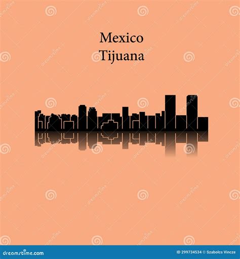 Tijuana Mexico City Skyline Silhouette With Black Buildings Isolated On