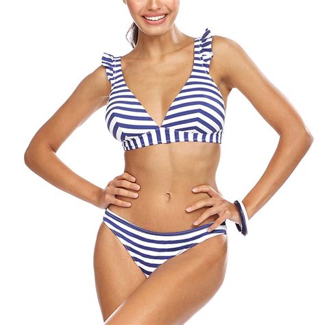 Lorin Dame Bikini Set Badeanzug Gestreift Soft Cups Bademode L1145 2