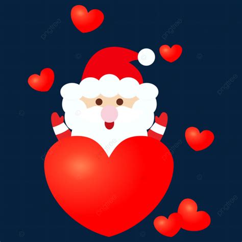 Santa Claus Shares Love Cute Design Vector Art Santa Claus Love Heart