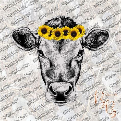 Sunflower Cow Sublimation Transfer Ready To Press Backwoods Bougie