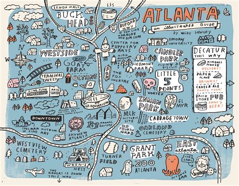 Favorite Spots In Atlanta By Mike Lowery Atlanta Map Illustrated Map