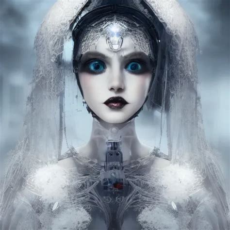 Female Gothic Robots With Transparent Head With Stable Diffusion