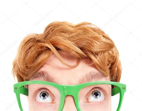 Funny Nerdy Guy Wearing Computer Geek Retro Glasses — Stock Photo