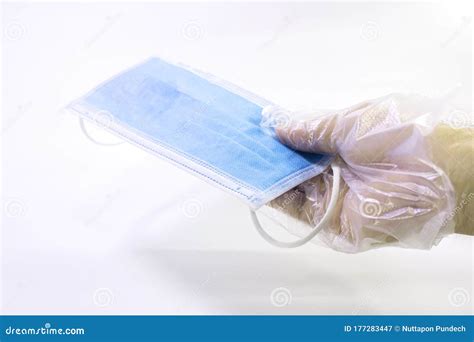 Isolate Hand Wear Antiseptic Plastic Gloves Stock Image Image Of