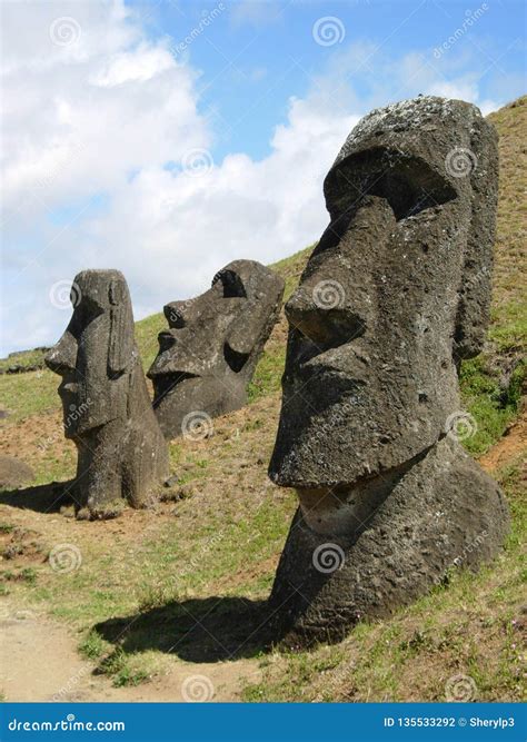 Ancient Moai Statues, Easter Island Stock Photo - Image of face ...