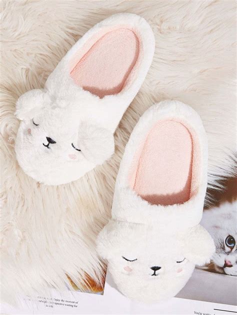 Embroidered Detail Fluffy Slippers in 2022 | Cute slippers, Slippers ...