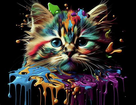 Abstract Art Featuring a Cat Digital Art by By Sofia - Fine Art America