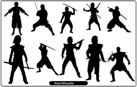 Premium Vector Ninja Silhouette Vector Bundle Set