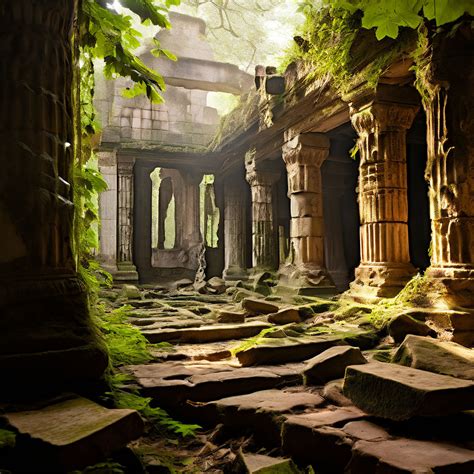 Ancient temple ruins enveloped by a sprawling by Rahul Ahirwar - Playground