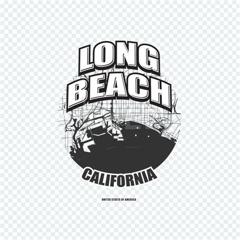 the logo for long beach california, with an image of a man on a surfboard