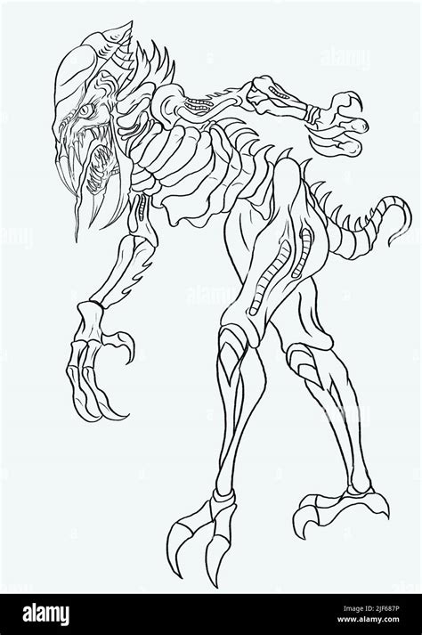 Hand Drawn Alien Creature Character Illustration Design Stock Photo Alamy