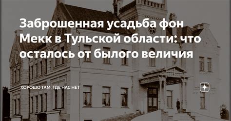 Заброшенная усадьба фон Мекк в Тульской области: что осталось от былого ...