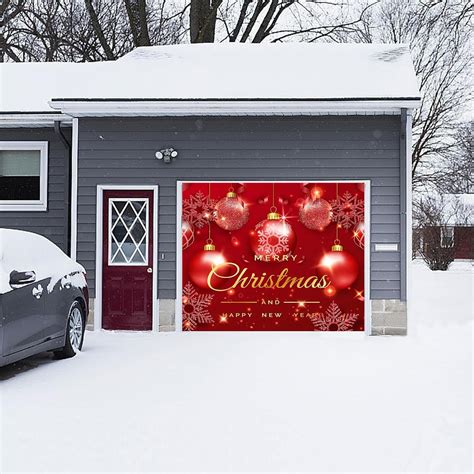 FINGUOLA Christmas Garage Door Decorations - 7x8ft Large Merry ...