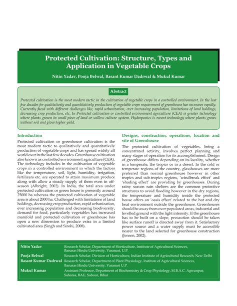 Pdf Protected Cultivation Structure Types And Application In