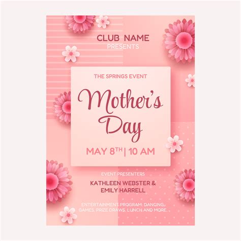 Free Vector Realistic Mothers Day Greeting Card Template