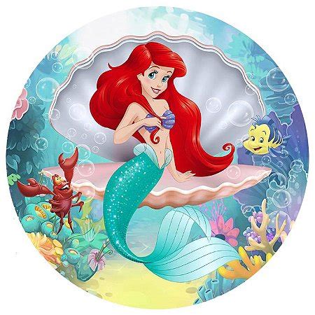 Painel Redondo Tecido Sublimado 3D Ariel Pequena Sereia WRD 557 Wear