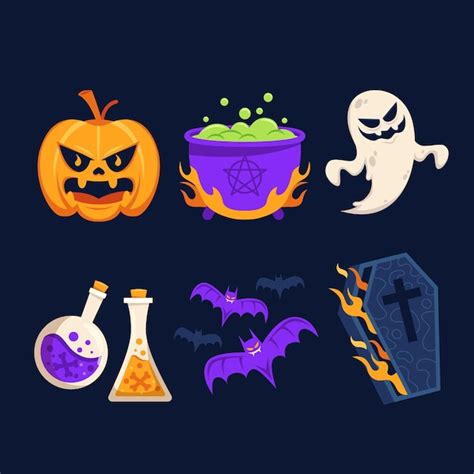 Colecci N De Elementos De Dise O Plano De Halloween Vector Gratis