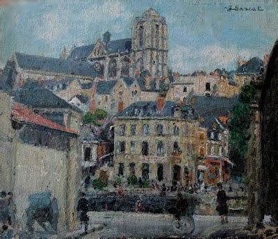 Jacques Barcat 1877 1955 La cathédrale vue du Vieux Mans La