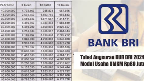 Tabel Angsuran Plafon Pinjaman KUR BRI 2024 No 3 KUR Super Mikro Tanpa