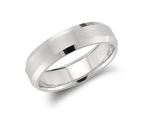 Beveled Edge Matte Wedding Ring In Platinum 6mm