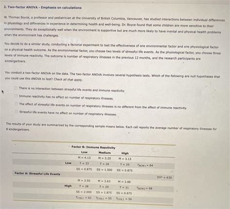 Solved Two Factor Anova Emphasis On Calculations W Chegg