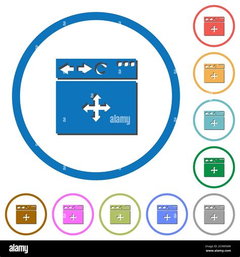 Browser Drag And Drop Flat Color Vector Icons With Shadows In Round