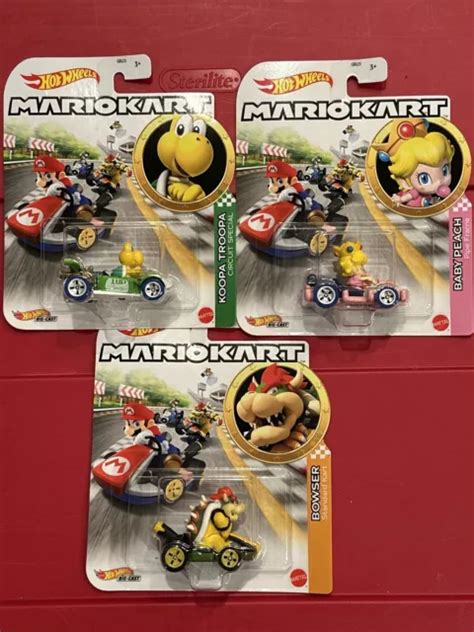 Hot Wheels Mario Kart Lot Of Baby Peach Bowser Koopa New Eur Picclick Fr