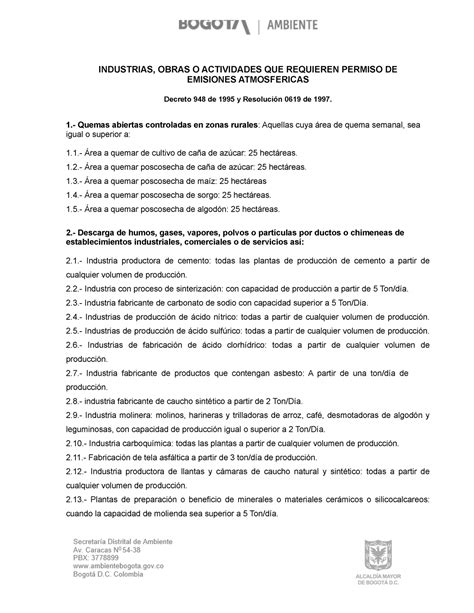 Industrias Obras O Actividades Que Requieren Permiso Emisi N