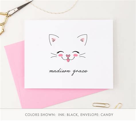 Personalized Cat Stationery Set, Cat Stationary for Girls Cute Cat ...