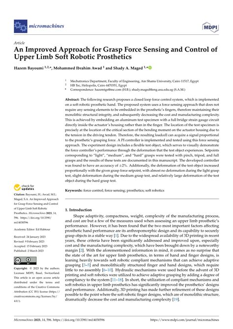 (PDF) An Improved Approach for Grasp Force Sensing and Control of Upper ...