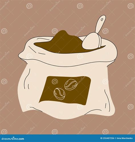 Bag Of Coffee Beans Hand Drawn Modern Vector Illustration Stock