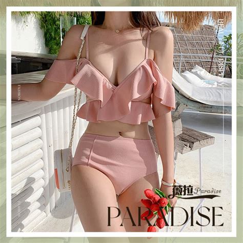 現貨薇拉 荷葉邊泳衣 泳装女 小胸泳衣 性感比基尼 連身泳衣 bikini 爆乳比基尼 性感泳衣 集中 游泳S 蝦皮購物