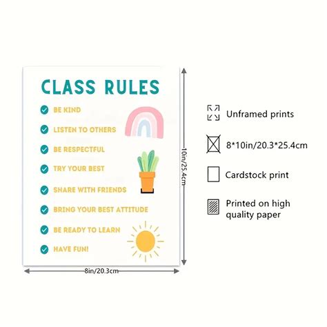 Class Rules Poster School Classroom Teacher Cute - Temu