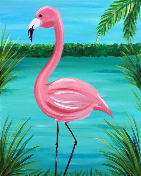 "Flamingo Marsh" Painting Party with The Paint Sesh | Flamingo painting ...