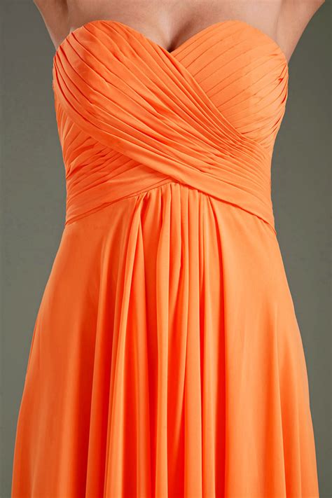 Simple Ruched Sweetheart Strapless Empire Chiffon Long Bridesmaid Dress