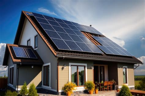 Premium Photo Constructed Homes With Solar Panels On The Roof Ai