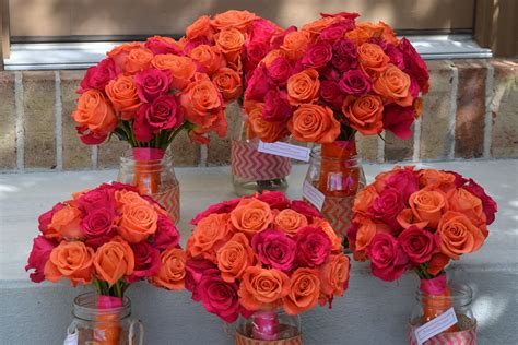 Hot Pink And Orange Bouquets Orange Bouquets Pink And Orange Hot Pink