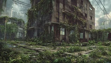 Abandoned Building Overgrown By Beautiful Plants Stable Diffusion